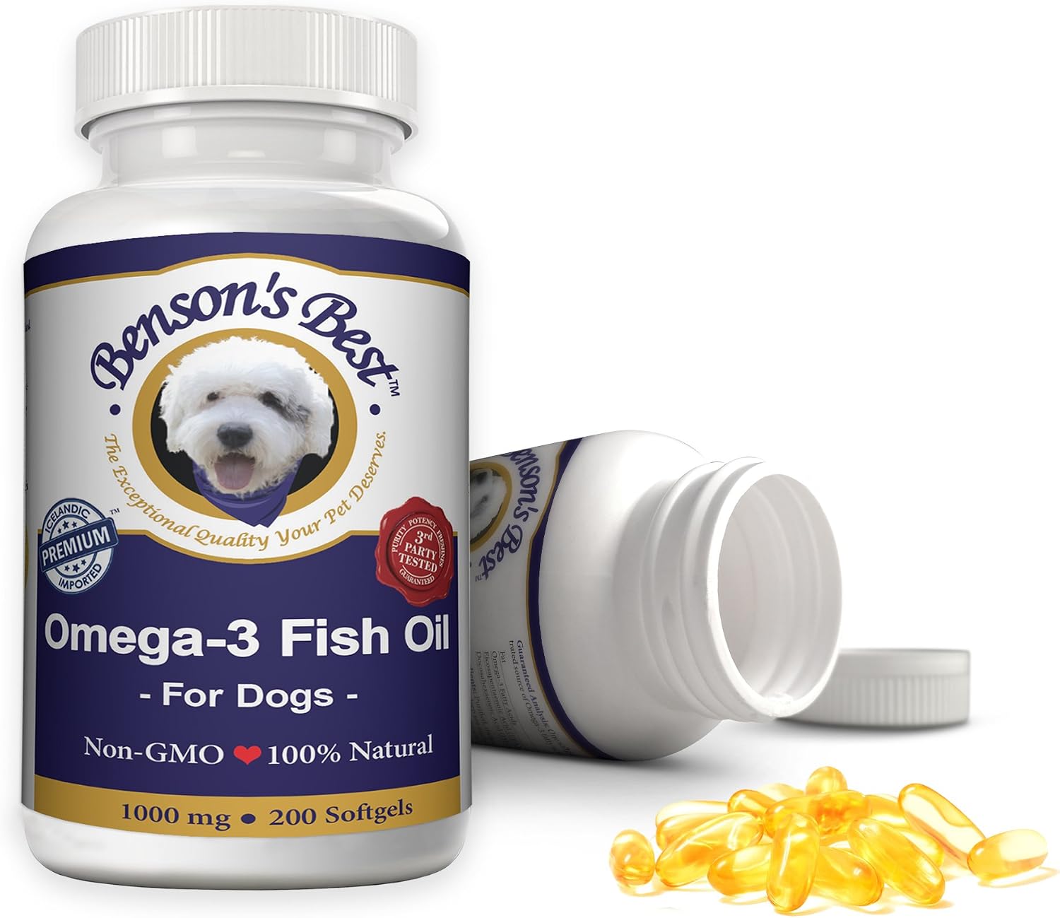 Benson's Best Omega-3 Fish Oil for Dogs – Anchovy Oil Softgels, 200 Count - görsel 1