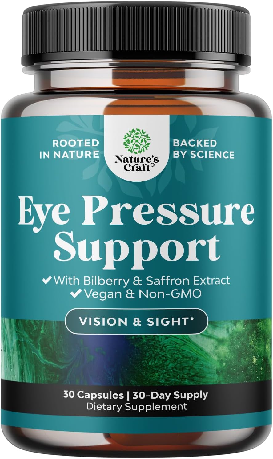 Natures Craft Eye Pressure Support with Bilberry Extract - Vegan Eye Health Supplement for Ocular Pressure Relief - 30 Count - görsel 1