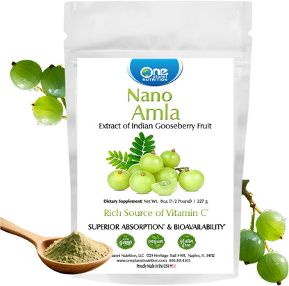 One Planet Nutrition Nano Amla Powder 227g (227 Servings) - High in Vitamin C, Excipient-Free, Vegan, Gluten-Free