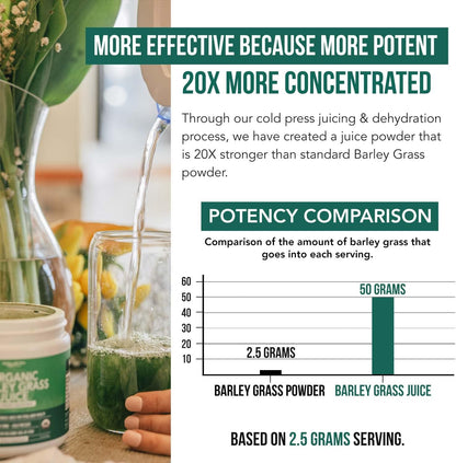 Organic Barley Grass Juice Powder - Grown in Volcanic Soil of Utah - Raw & BioActive Form, Cold-Pressed then CO2 Dried – Gluten-free, GMO free, Vegan - 150 g