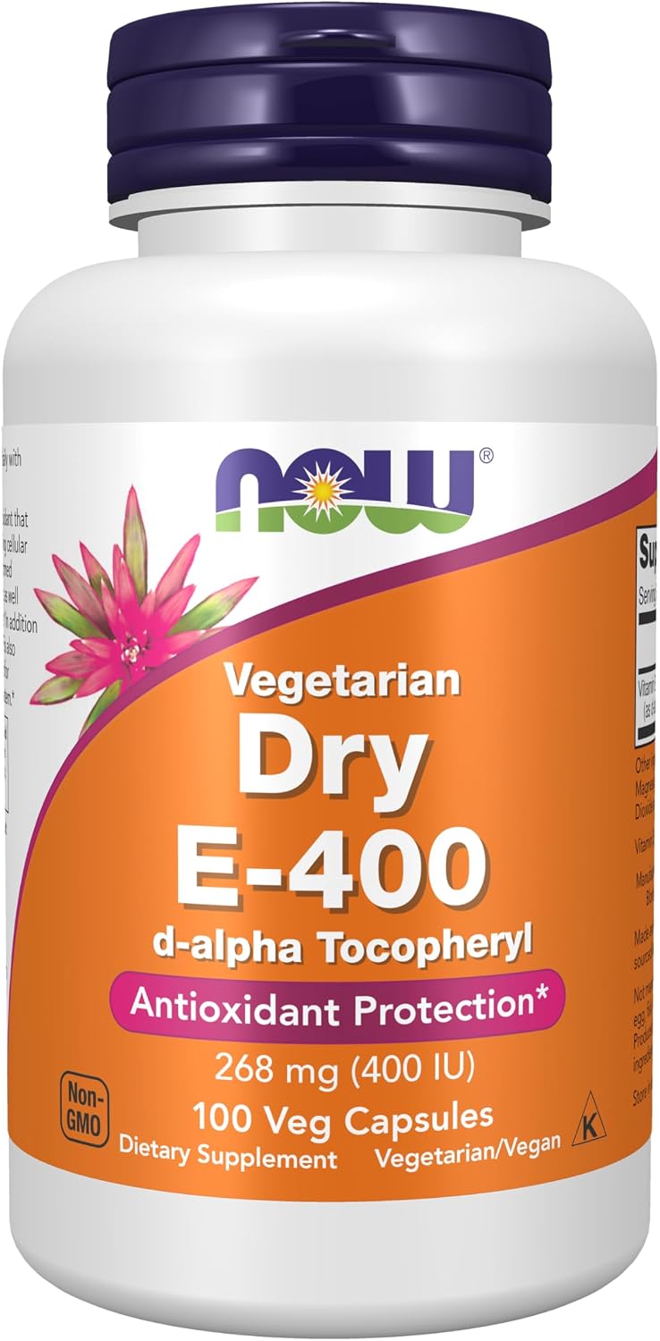 NOW Foods Vitamin E-400 IU D-Alpha Tocopheryl, Dry, Antioxidant Protection, 100 Veg Capsules - görsel 1