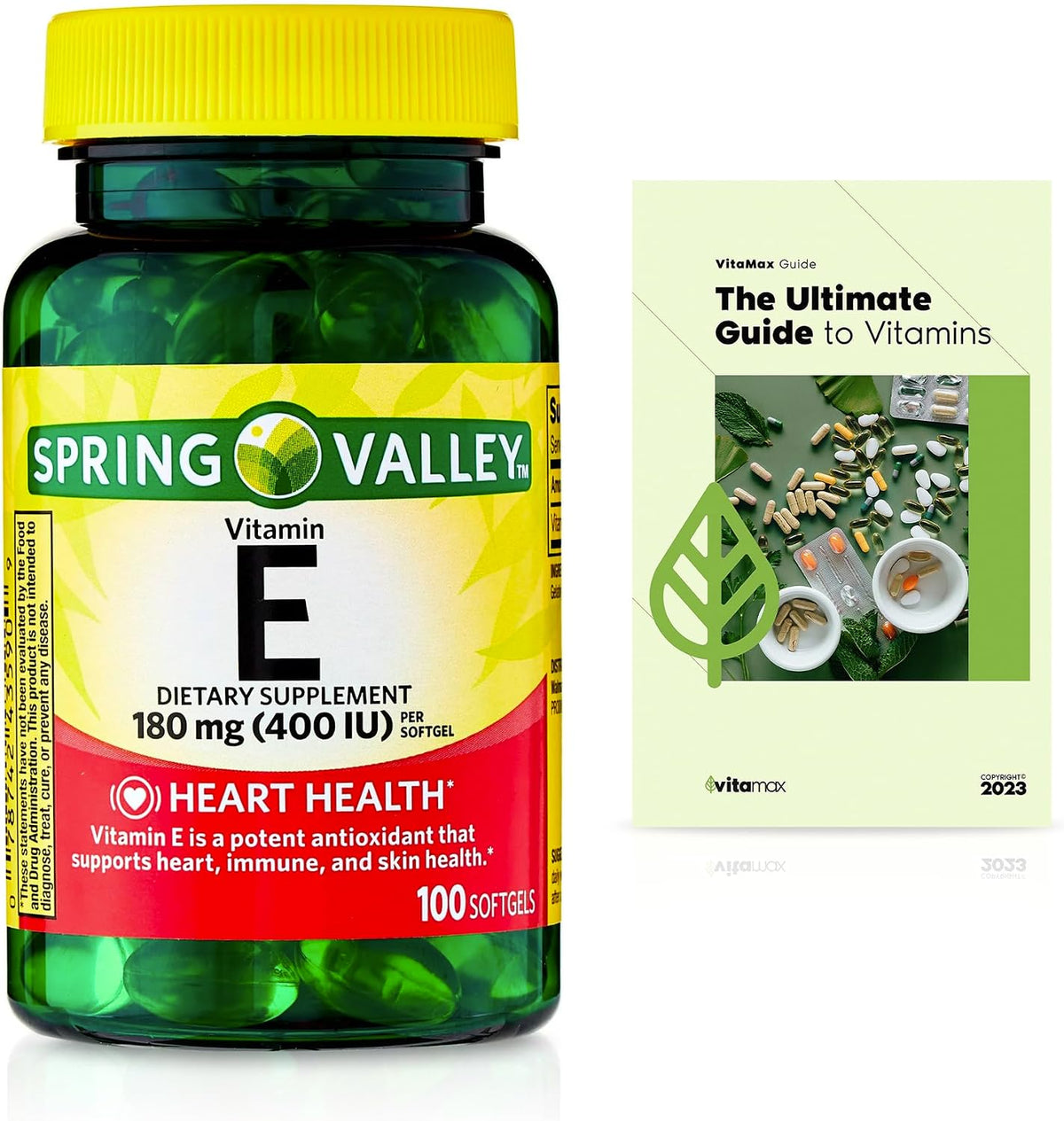 Spring Valley Vitamin E 180 mg (400 IU) Food Supplement Softgels, 100 Count - görsel 1