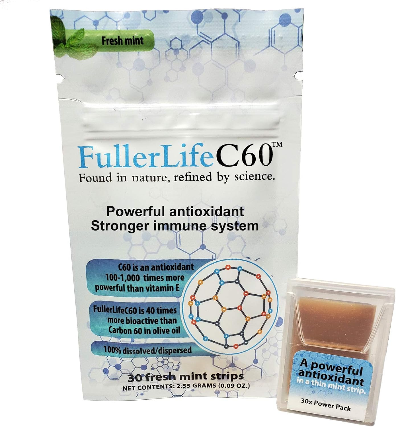 Carbon 60 Antioxidant Dissolvable Strips – Pure 99.99% C60, Solvent Free, 30 Count - görsel 1