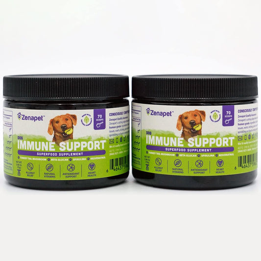 ZENAPET Dog Immune Support Powder Topper with Turkey Tail, Spirulina and Beta-Glucan