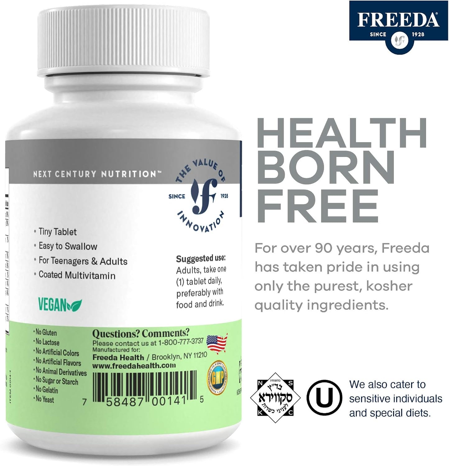 Freedavite Tiny Tablets – Moderate Multivitamin for Men and Women (100 Tablets) - görsel 7