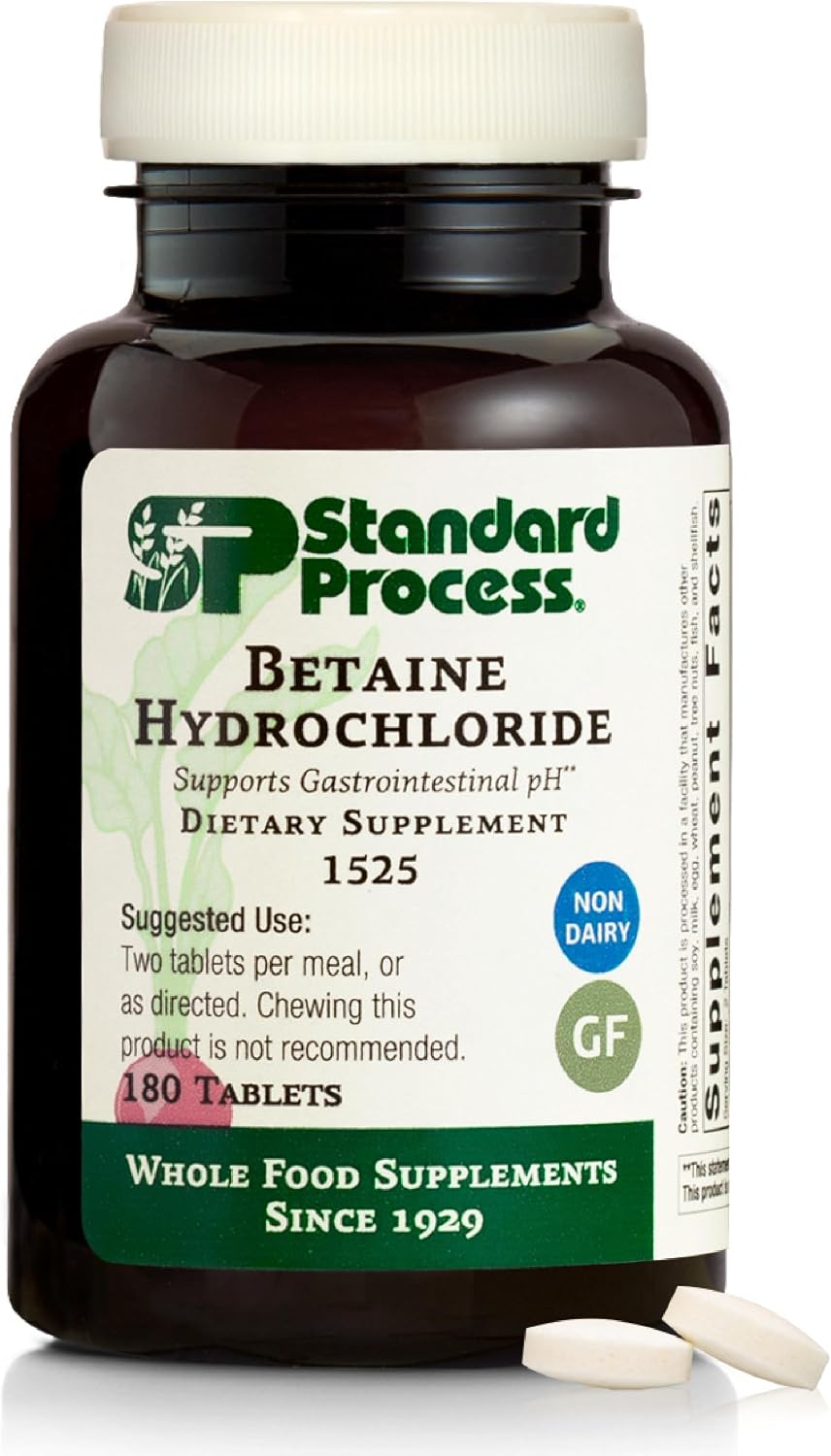 Standard Process Betaine Hydrochloride - 180 Tablets - görsel 1