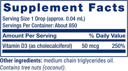 Life Extension Liquid Vitamin D3, 50 mcg (2000 IU), Unflavoured, 29.57 ml