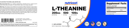 Nutricost L-Theanine Powder 100g - Gluten-free & Non-GM