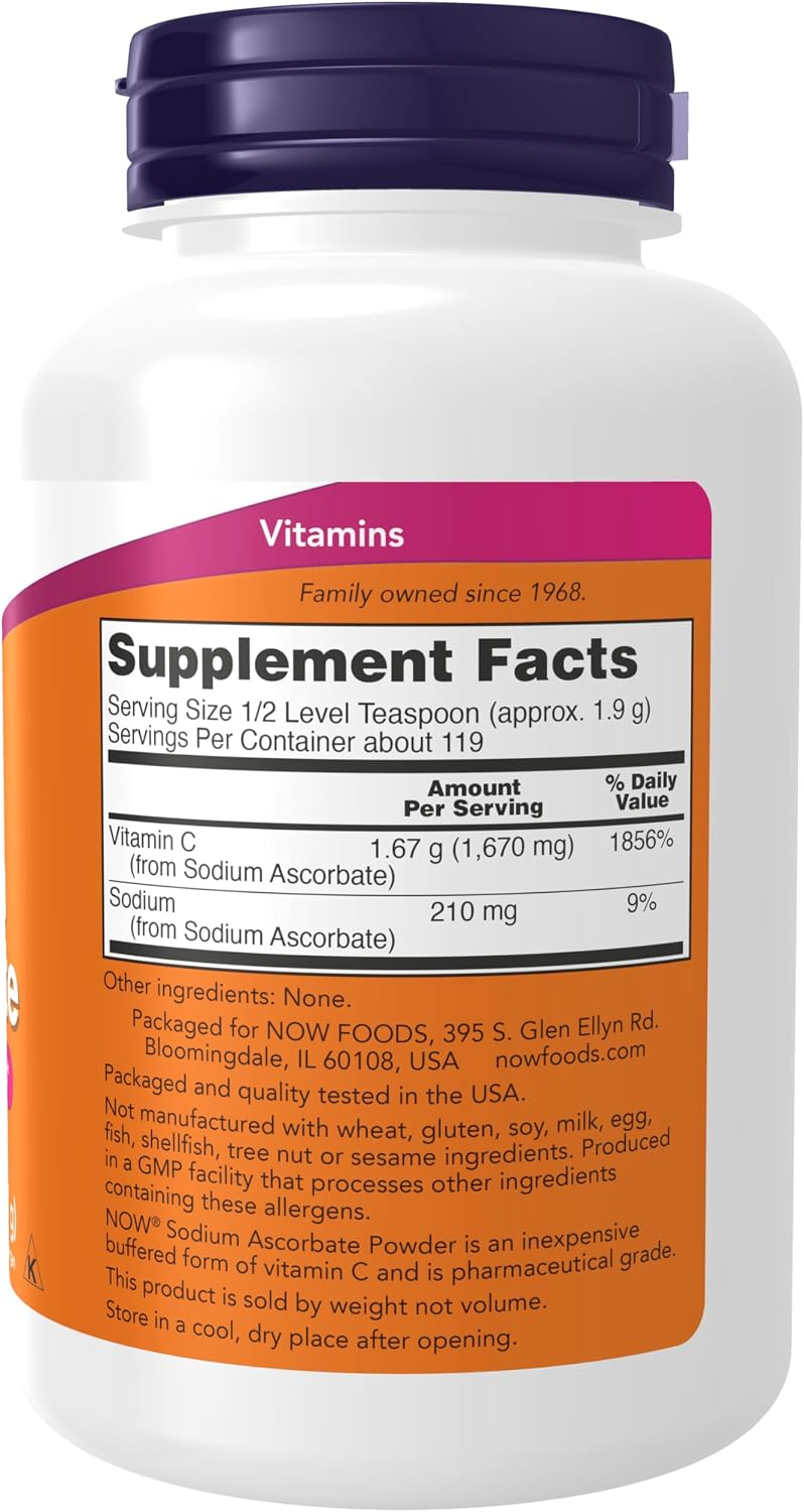 NOW Foods Sodium Ascorbate Powder, Buffered Vitamin C, 227 g - görsel 2