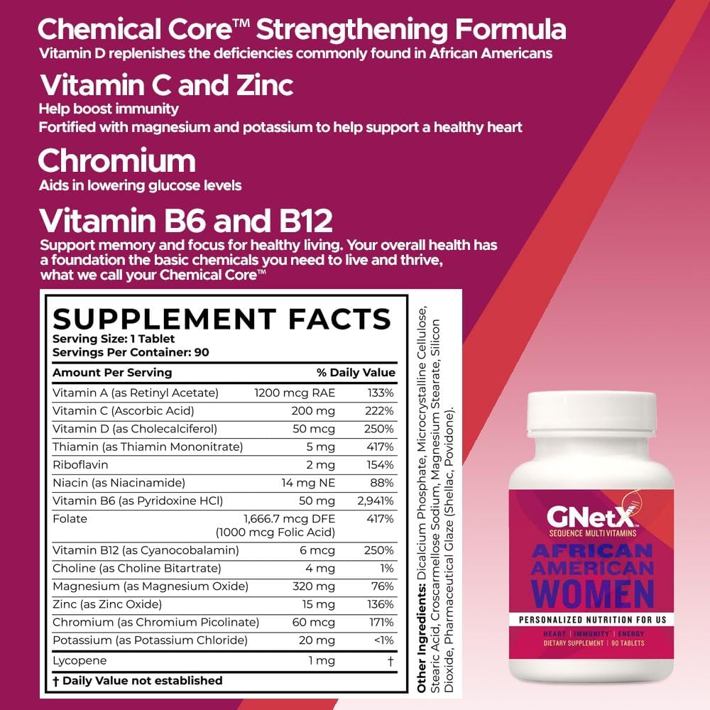 GNetX Sequence Multivitamins for African American Women - Powerful Formula with Vitamin C, Zinc, and Vitamin D for Immune Support and Heart Health - görsel 3