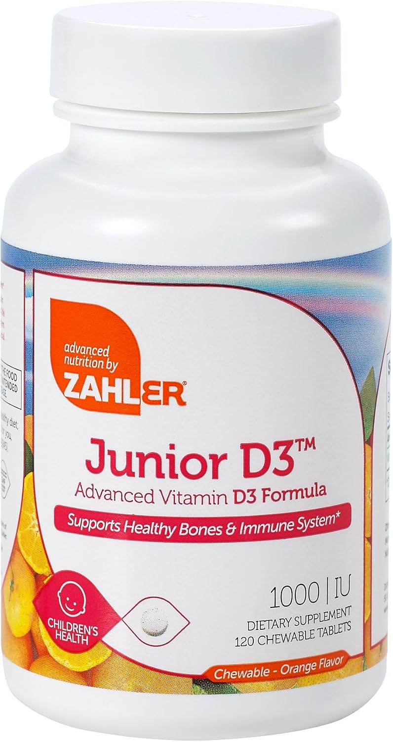Zahler Junior D3 Chewable 1000IU for Kids - 240 Orange Flavoured Tablets - görsel 1