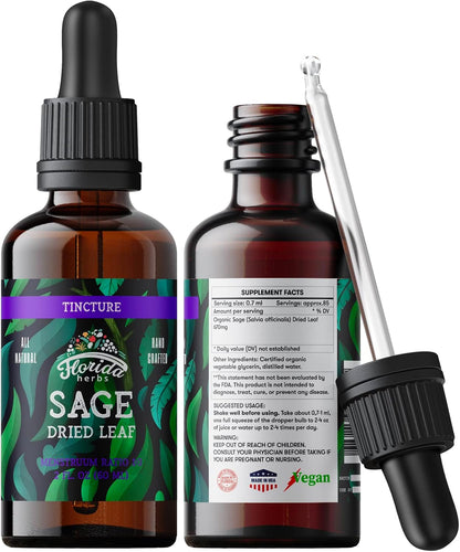 Organic Sage Extract Liquid – Alcohol-Free, Non-GMO – Florida Herbs (2 fl oz)