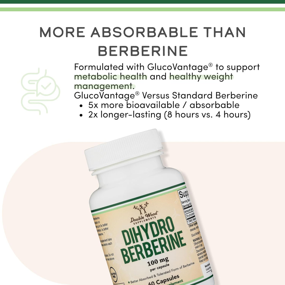 Dihydroberberine Supplement 100mg, 60 Capsules – Patented GlucoVantage Super Berberine - görsel 5