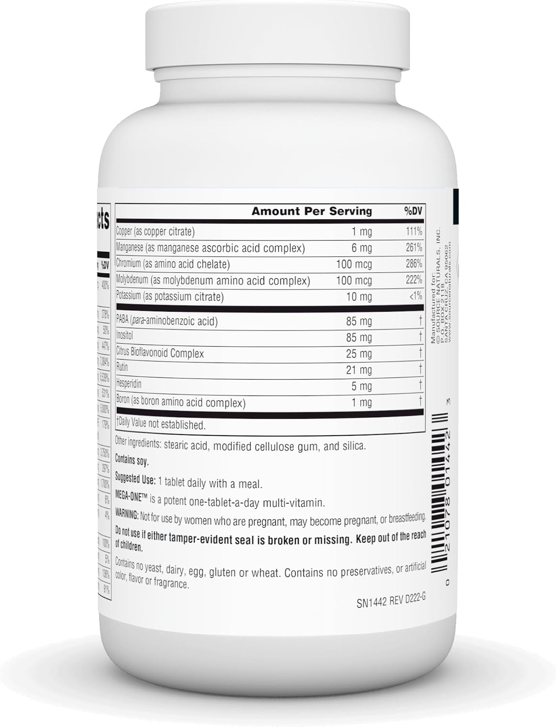 Source Naturals Mega-One Multivitamin with Minerals, No Iron - 90 Tablets - görsel 3