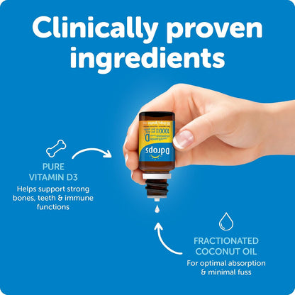 Ddrops Adults 1000 IU Vitamin D3 Liquid Drops, 365 Doses