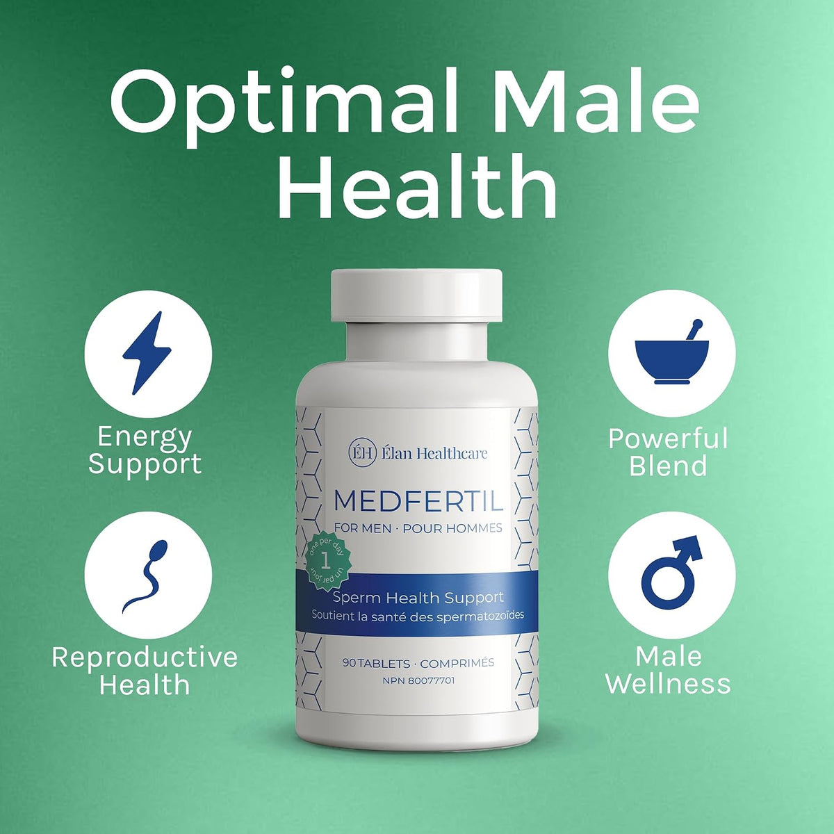 Medfertil for Men Food Supplement with L-Carnitine, Vitamins C, E, B12, Folate, Zinc, Selenium, and Coenzyme Q10 – 90 Tablets - görsel 6