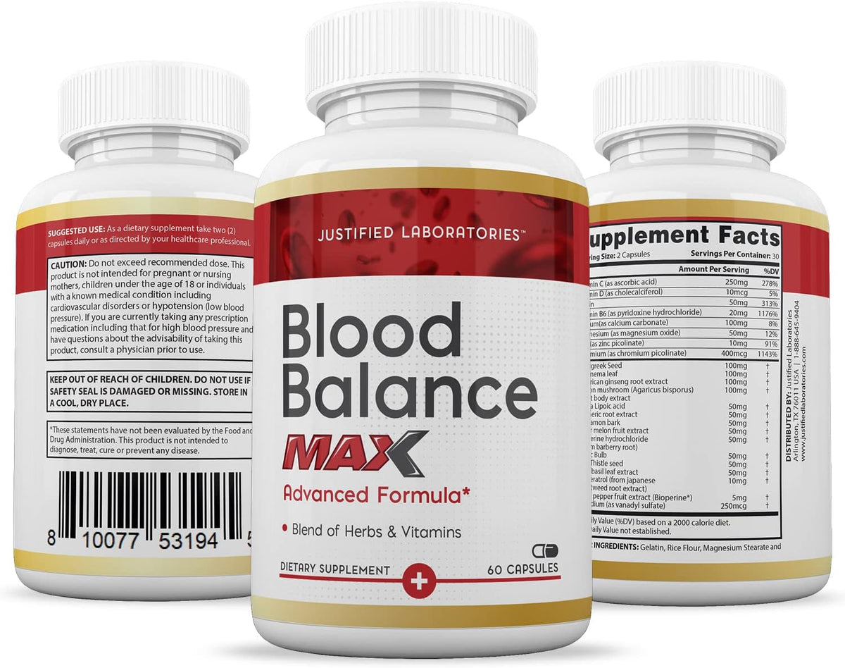 Justified Laboratories Blood Balance Max – Advanced Circulatory Support with Herbs & Vitamins (60 Capsules, Pack of 2) - görsel 6