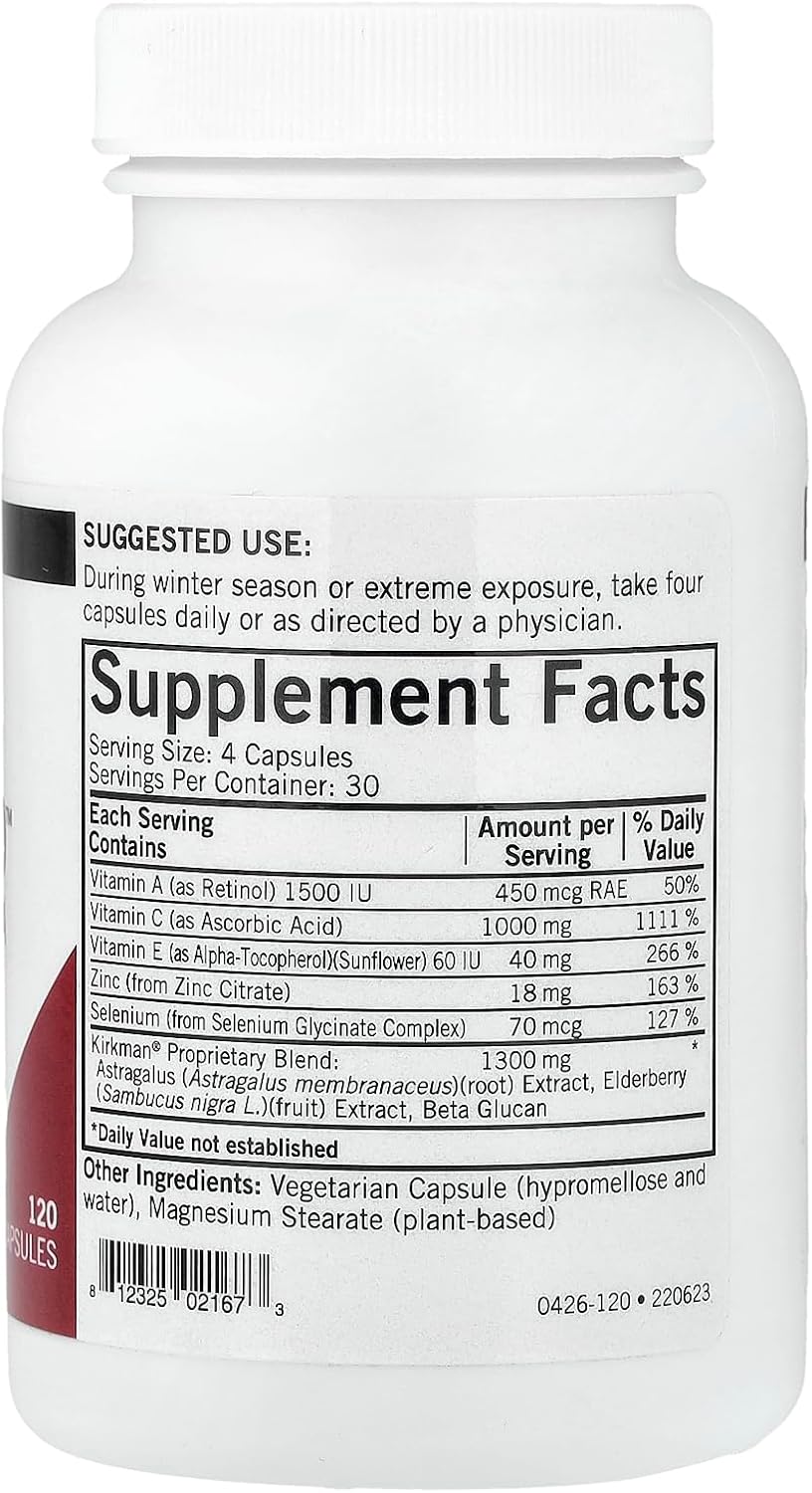 Kirkman Immuno-Aid Advanced Formula – 120 Capsules – Immune Support Supplement - görsel 2