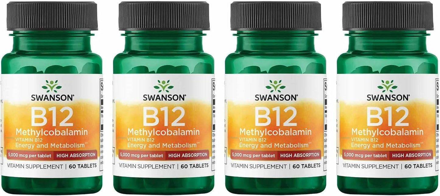Swanson Vitamin B12 Methylcobalamin 5000 mcg Tablets - High Absorption (60 Tablets) - görsel 5
