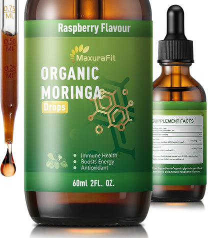 Moringa Leaf Drops with Vitamin C | Immune Support & Energy | Vegan Herbal Supplement (60 ml)