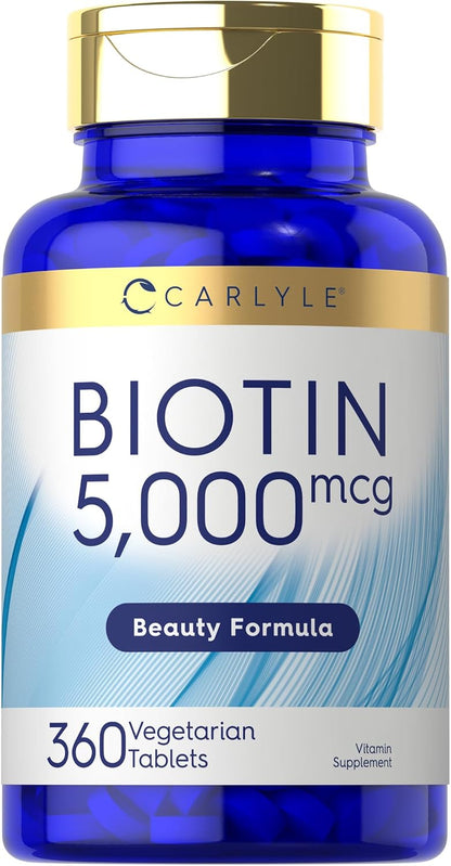 Carlyle Biotin 5000mcg - 360 Vegetarian Tablets - Hair, Skin & Nails Formula