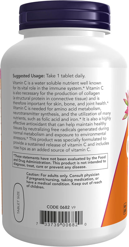 Now Foods Vitamin C-1000 Sustained Release with Rose Hips 250 Tablets