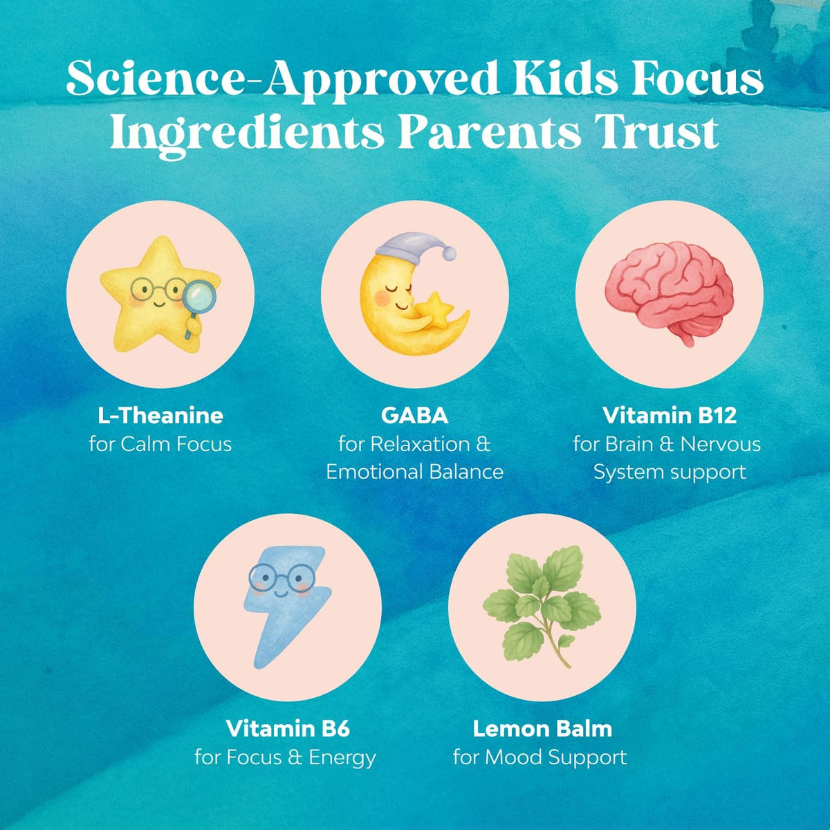 Kids Focus Gummies - Brain Support for Children with Green Tea Extract, B6 & B12 - 90 Gummies - görsel 5