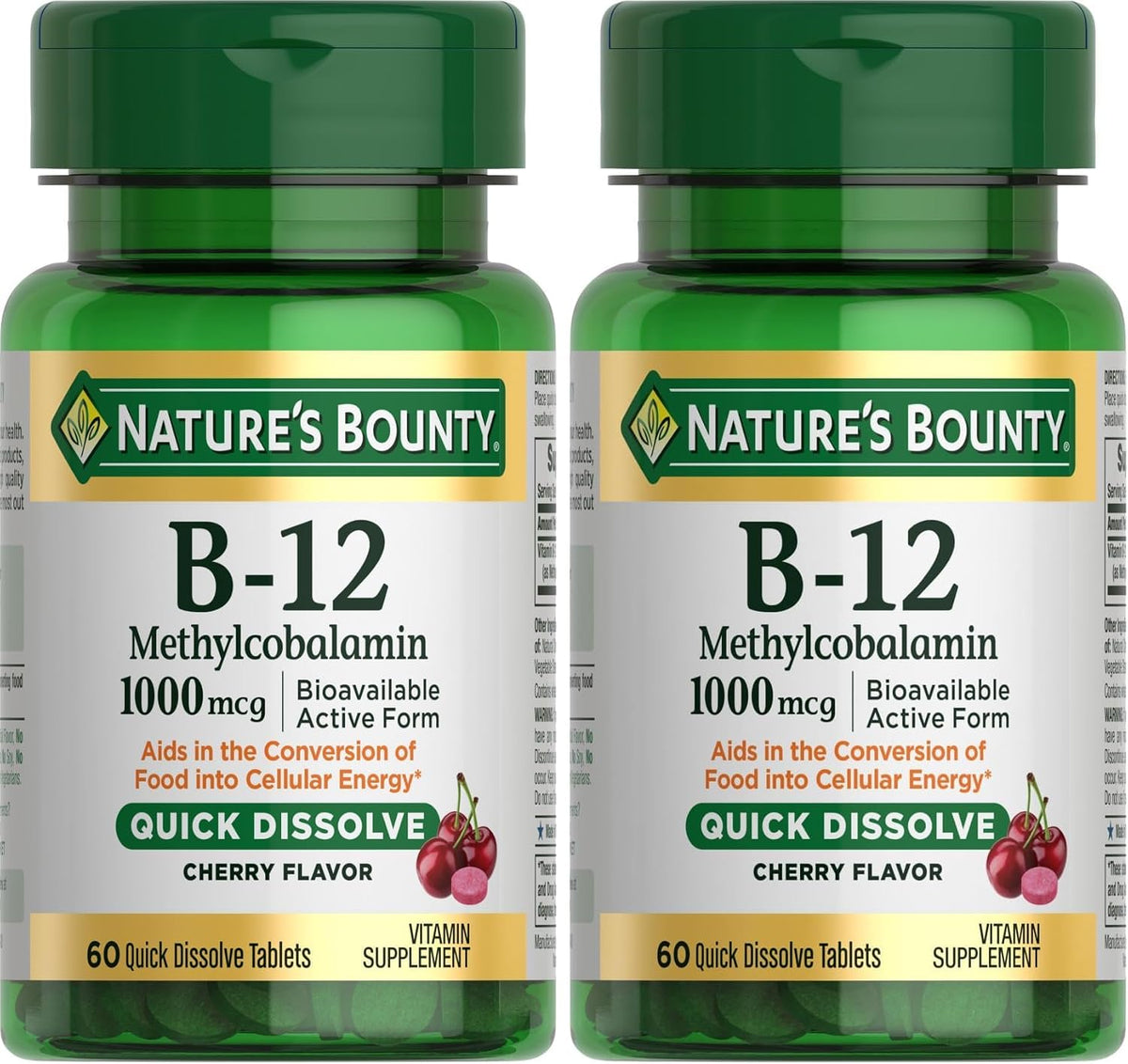 Nature's Bounty Vitamin B12 1000mcg Quick Dissolve Tablets, Cherry Flavour, 60 Count - görsel 7