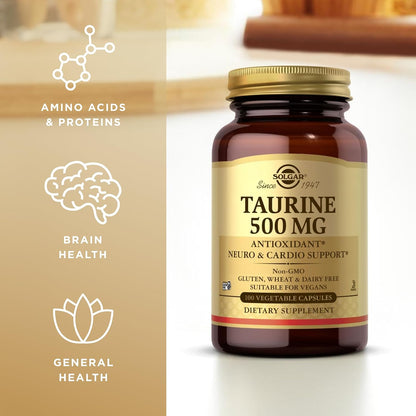 Solgar Taurine 500 mg Vegetable Capsules – 100 Capsules