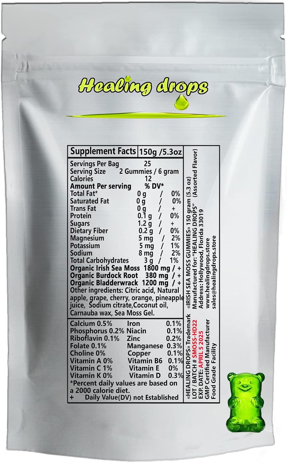 Sea Moss Gummies - Irish Sea Moss with Bladderwrack & Burdock Root - Raw Organic Wildcrafted - Vegan Non-GMO - Immune Support & Detox (Assorted Flavours) - görsel 3