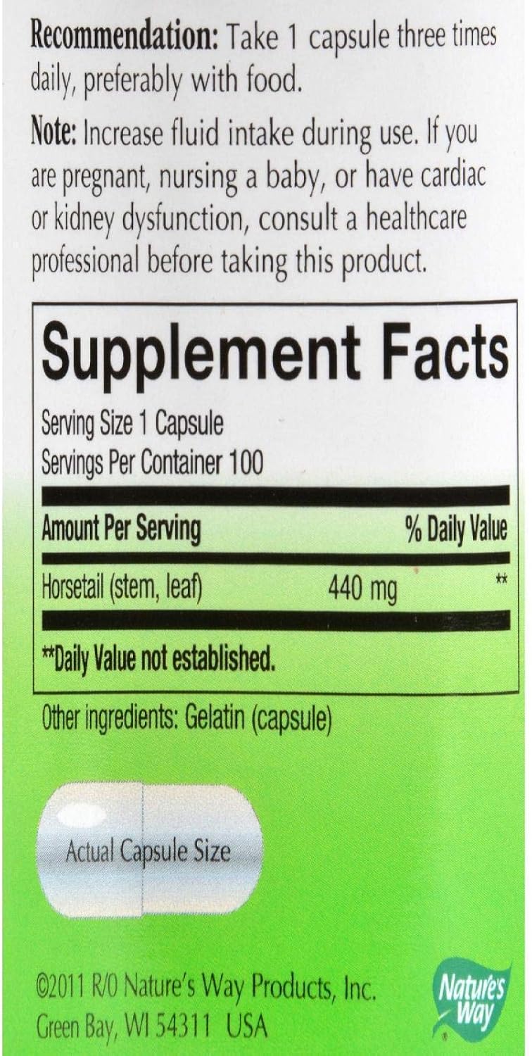 Nature's Way Horsetail Grass, 440 mg, 100 Vegetarian Capsules (Pack of 2) - görsel 2