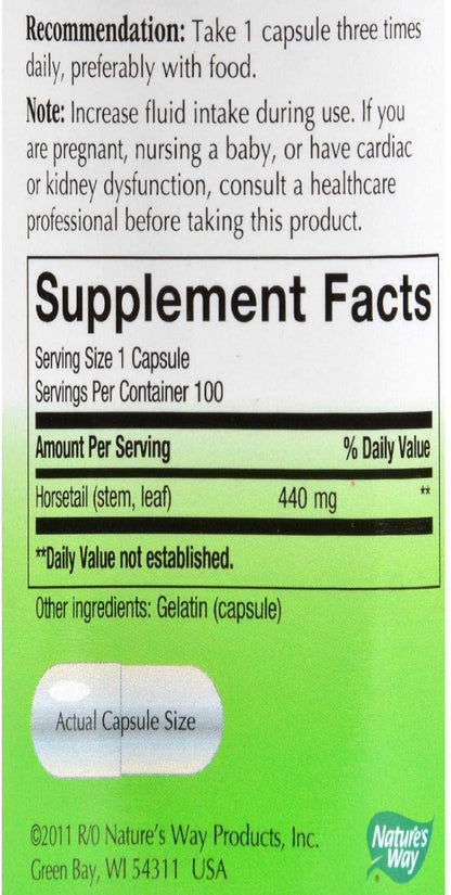 Nature's Way Horsetail Grass, 440 mg, 100 Vegetarian Capsules (Pack of 2)