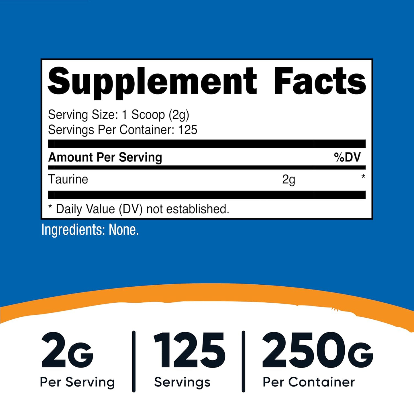 Nutricost Taurine Powder 250 Grams - 125 Servings, 2000mg Per Serving - görsel 2