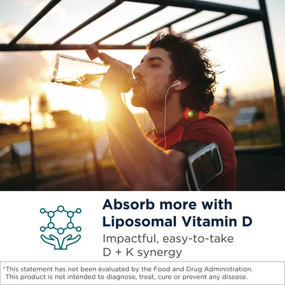 Designs for Health Liposomal D Supreme - Vitamin D3 + K (K1 & K2) Liquid - 2500 IU D3, 325 mcg K - Enhanced Absorption, Non-GM