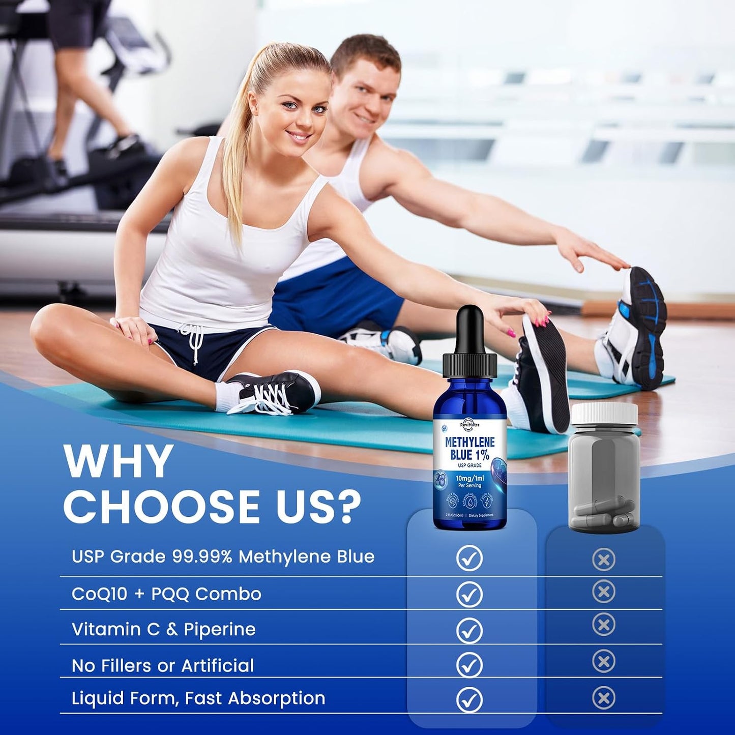 ReviNutra Methylene Blue Drops, USP Grade 1% with PQQ, CoQ10, Vitamin C & Piperine, 60 ml - görsel 5