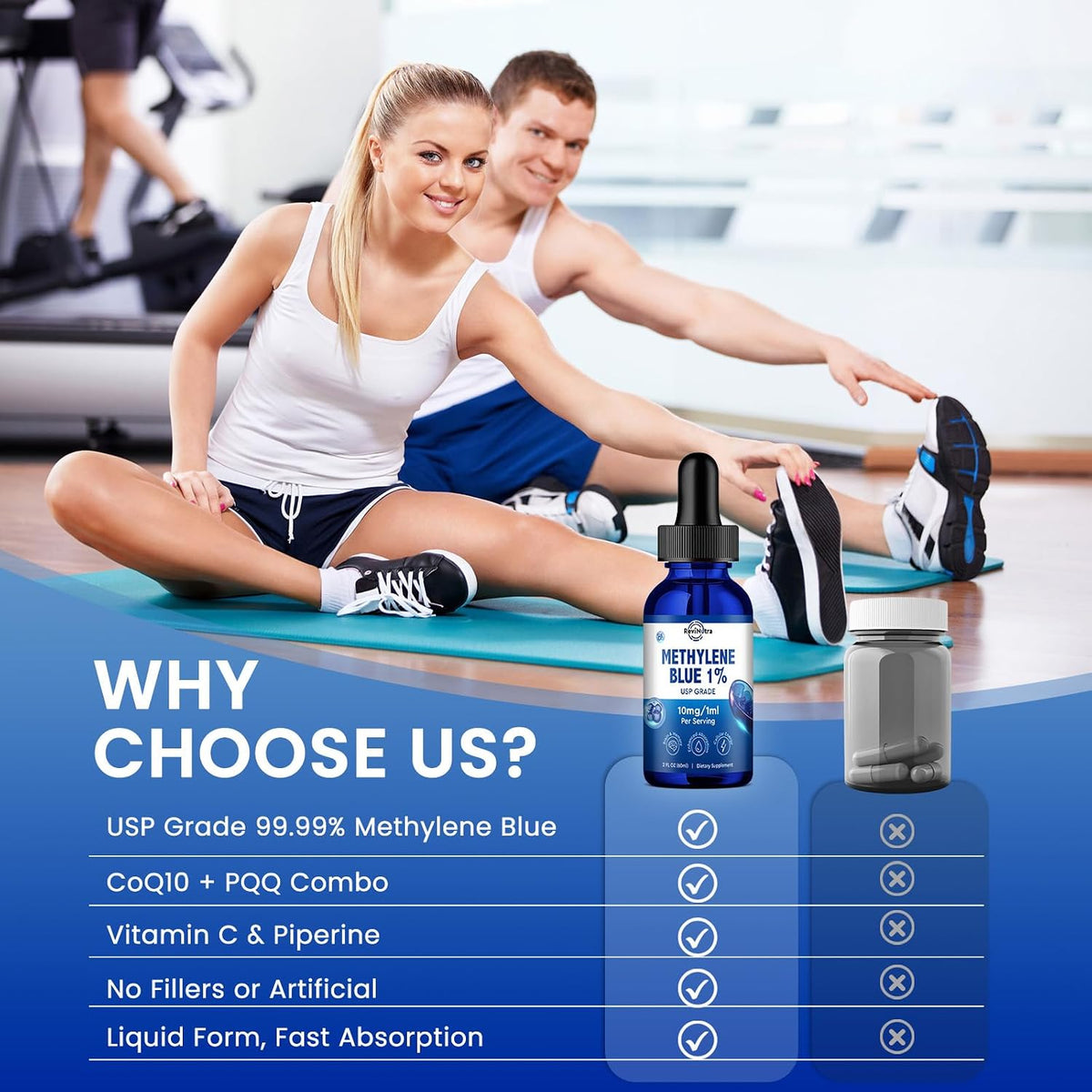 ReviNutra Methylene Blue Drops, USP Grade 1% with PQQ, CoQ10, Vitamin C & Piperine, 60 ml - görsel 5