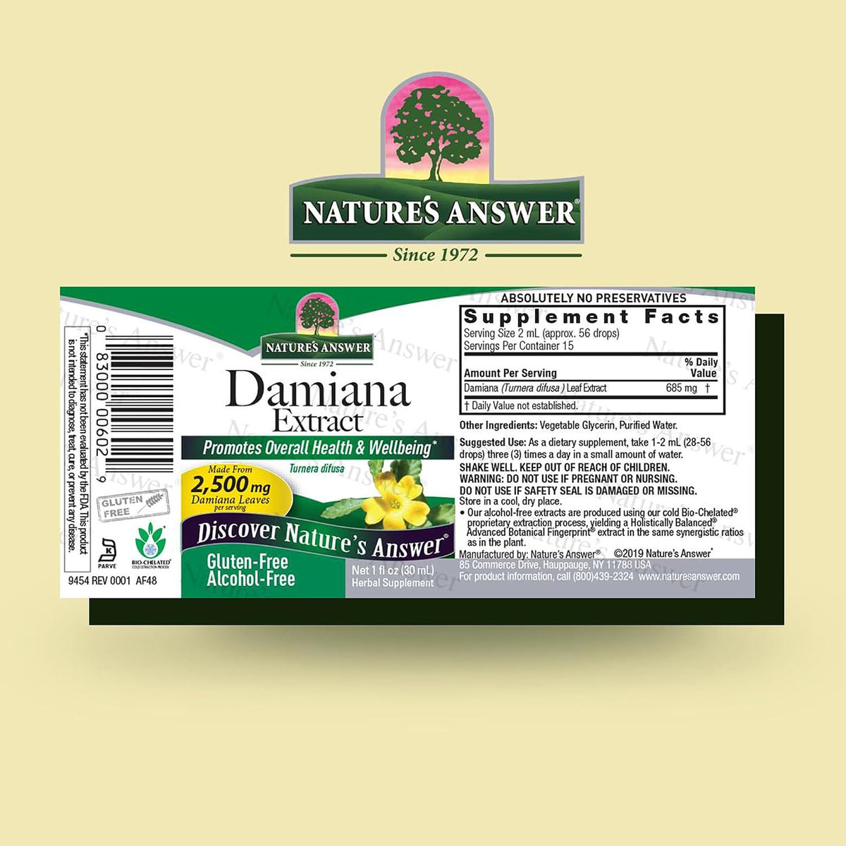 Nature's Answer Damiana Extract Alcohol-Free, 2,500 mg, 30 ml - görsel 3
