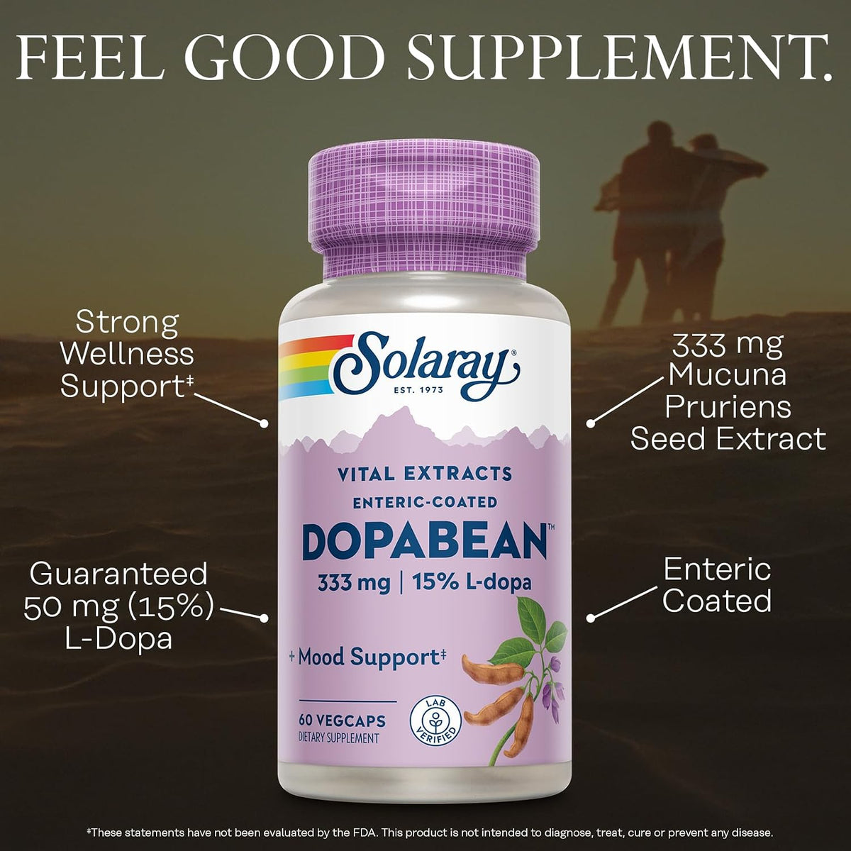 SOLARAY Dopabean 333mg - Mucuna Pruriens L-Dopa Supplement - Enteric Coated, 60 Servings - görsel 3