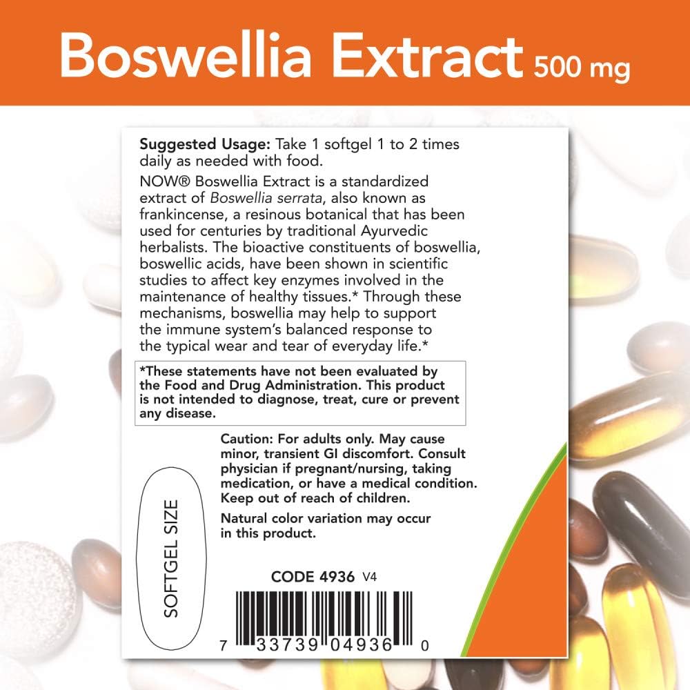 NOW Foods Boswellia Extract 500 mg, 180 Softgels - görsel 3