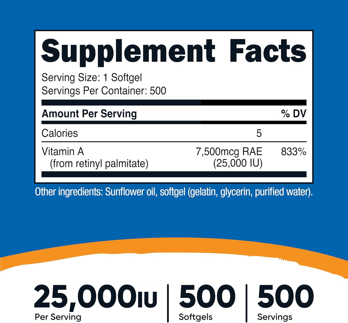 Nutricost Vitamin A 25000 IU, 500 Softgels - görsel 2