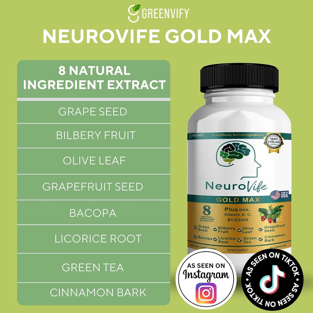 NeuroVife Gold Max Nootropic Formula – Cognitive Focus and Clarity Complex, 60 Capsules - görsel 2