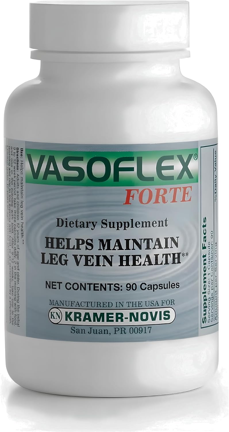 Vasoflex-Forte Leg Vein Health Supplement – Butcher's Broom, Hesperidin & Vitamin C – 90 Capsules - görsel 1