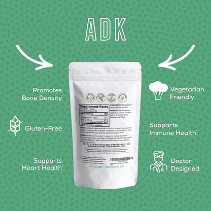 Smart for Life ADK Vitamins Supplement - High Potency Vitamin A, D3 & K2 - Supports Bone and Heart Health - 90 Capsules