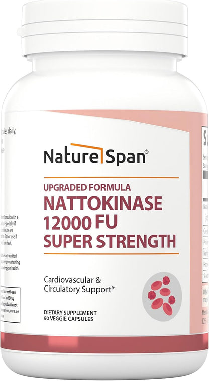 NATURESPAN Nattokinase 12,000 FU Food Supplement - 90 Capsules, Enzyme-Based Formula for Daily Wellness