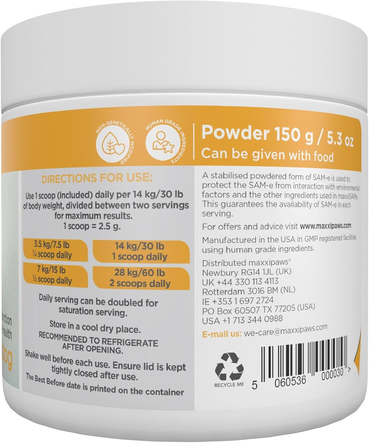 maxxiSAMe Advanced SAM-e Powder Supplement - Liver, Cognitive & Joint Support for Dogs, 150g - görsel 9