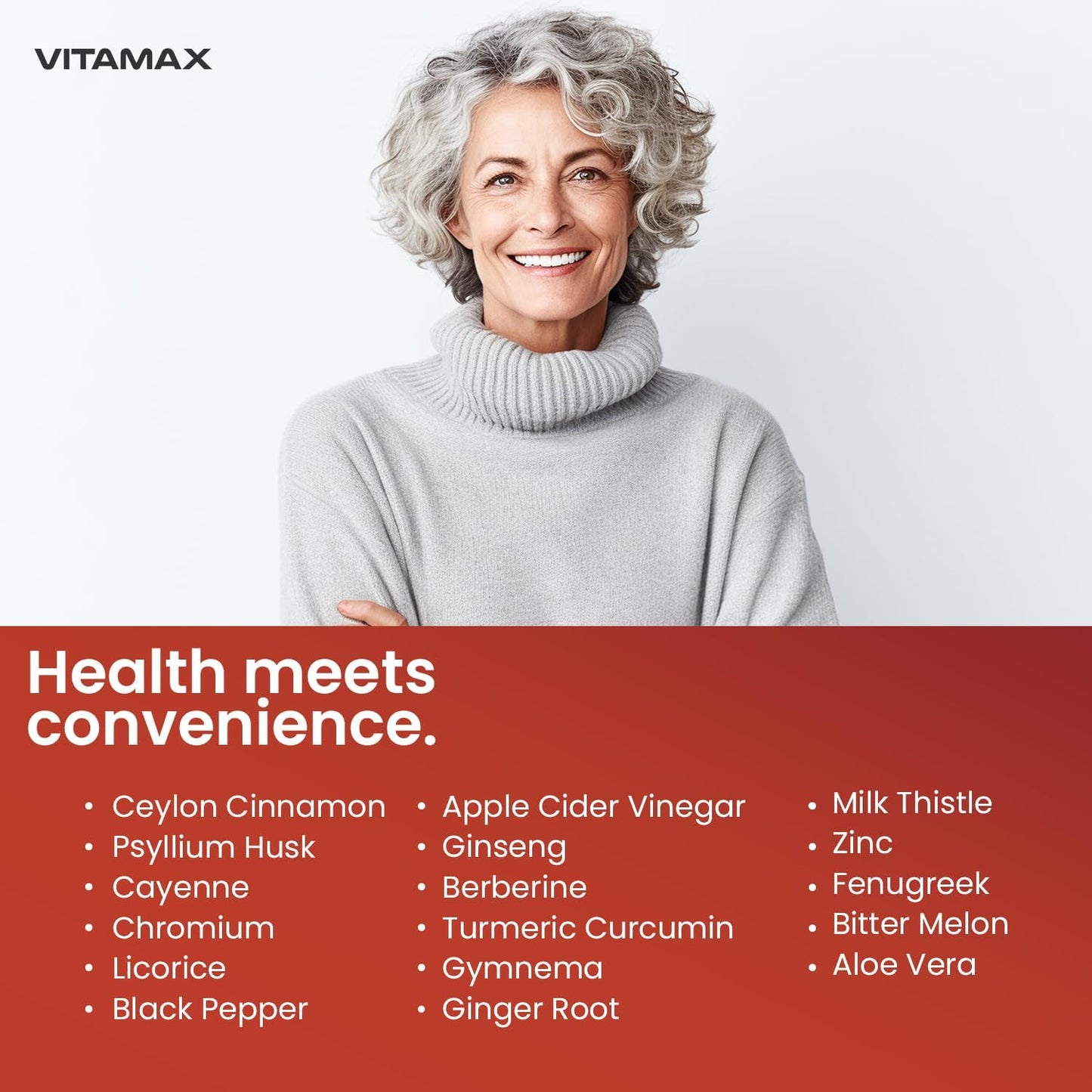 Vitamax Gluco Health Support - 16-in-1 Herbal Blend with Ceylon Cinnamon, ACV, Turmeric - 60 Capsules - görsel 7