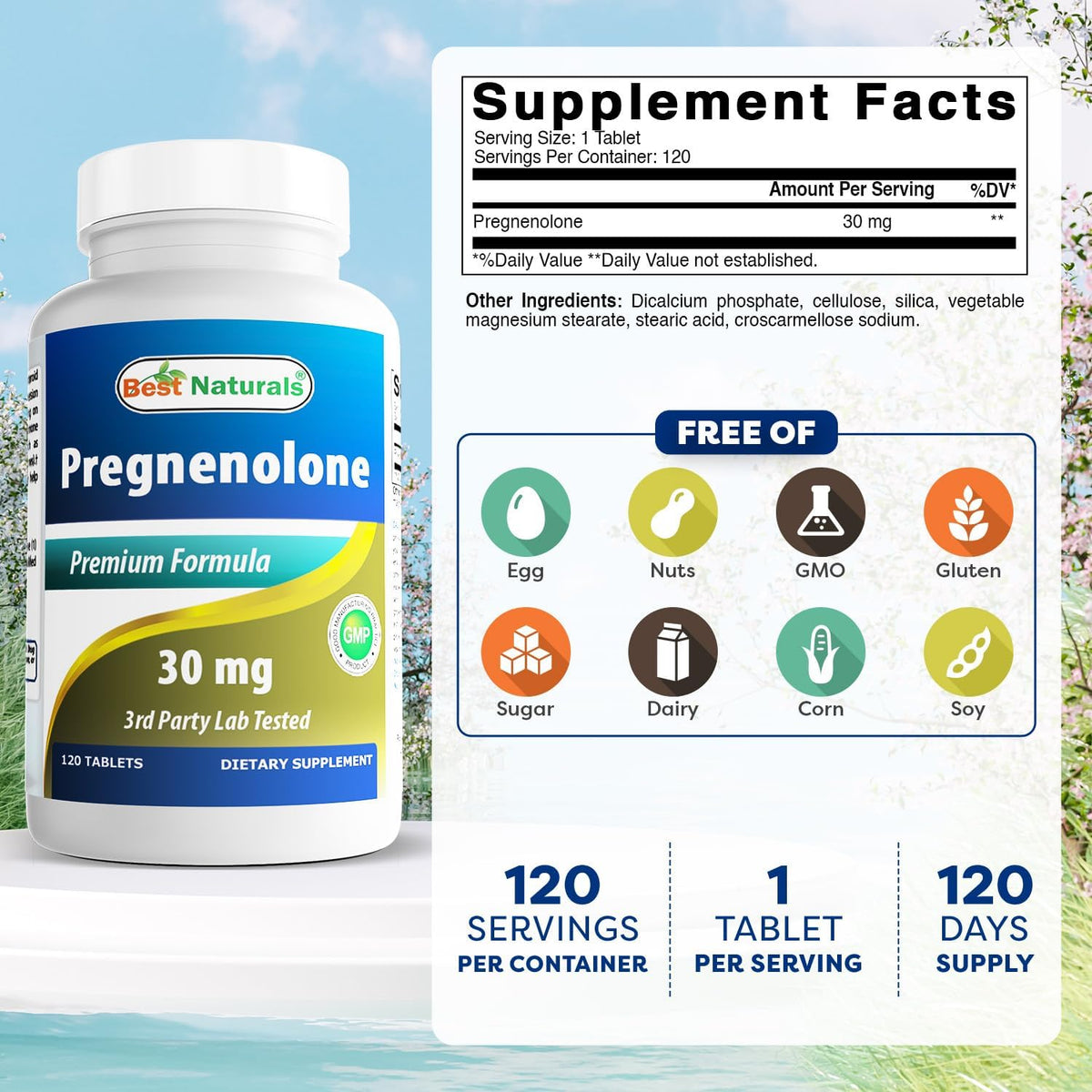 Best Naturals Pregnenolone 30 mg Tablets, 120 Count - görsel 2