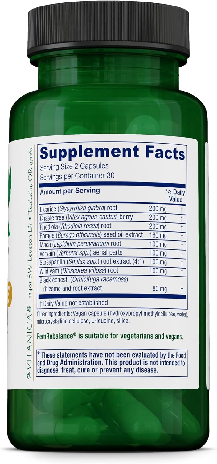 Vitanica FemRebalance – Hormone Balance Support with Borage Oil & Maca Root - görsel 2