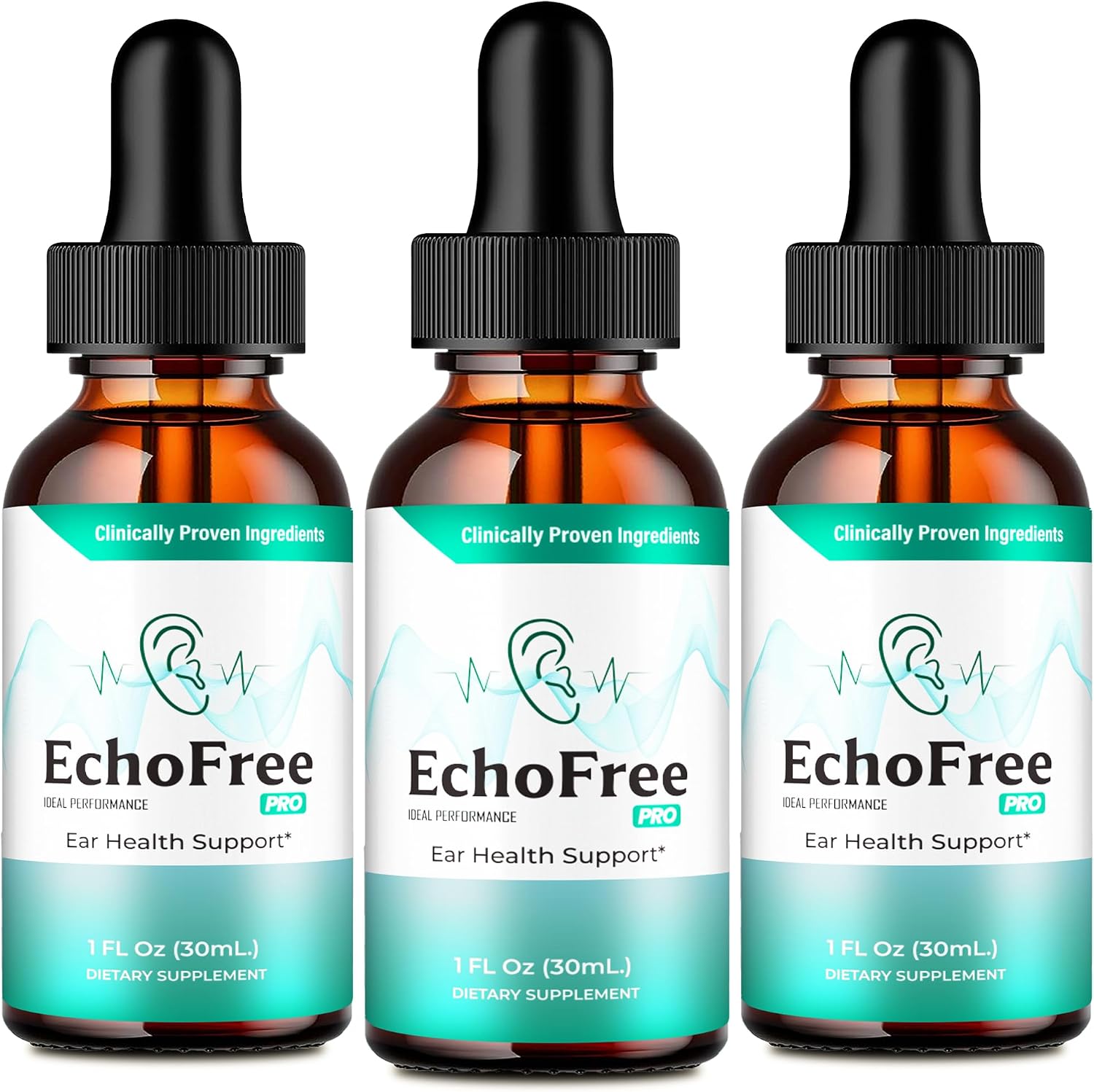 Echo Free Tinnitus Drops – All Natural Ear Health Support Liquid Supplement (3 Pack) - görsel 1