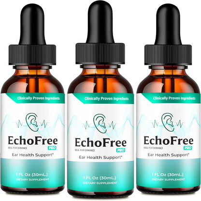 Echo Free Tinnitus Drops – All Natural Ear Health Support Liquid Supplement (3 Pack)